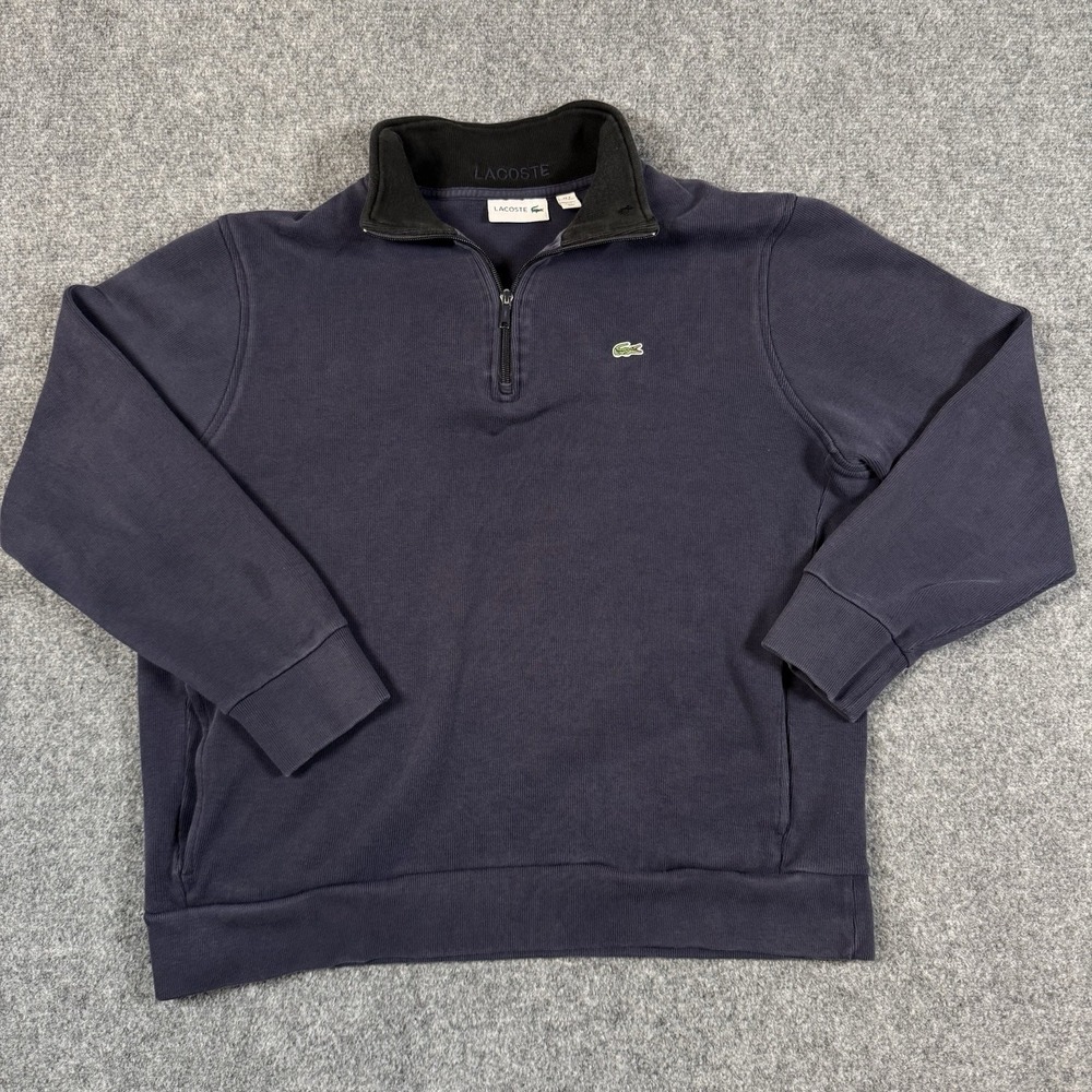 Lacoste Mens Quarter Zip Sweatshirt Navy Blue US 3XL Runs XL 2XL FR 8